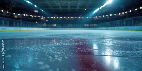 A hockey rink with a red line on the ice. Perfect for sports-related designs or illustrations