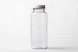 a clear plastic drink bottle with a black lid in the photo on a black background can be used for mockups and more. generative AI