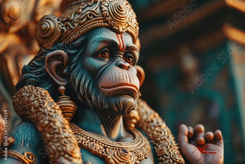A close up view of a statue depicting a monkey. Can be used for educational purposes or as a decorative piece © Fotograf