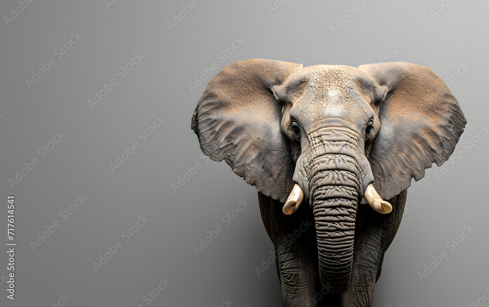 Majestic Elephant on a Gray Background