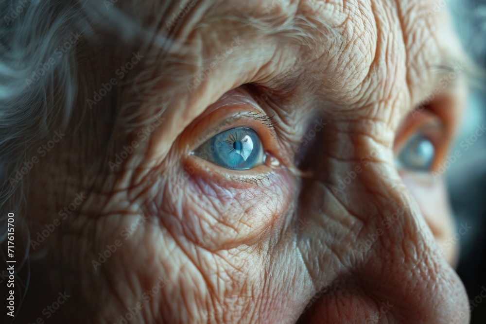 A detailed close-up of an older woman's eye, showcasing the intricate lines and textures. Perfect for beauty and healthcare concepts A detailed close-up of an older woman's eye, showcasing the intricate lines and textures. Perfect for beauty and healthcare concepts