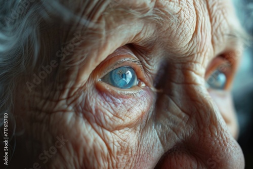 A detailed close-up of an older woman's eye, showcasing the intricate lines and textures. Perfect for beauty and healthcare concepts