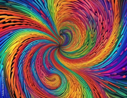 Psychedelic high energy dynamic rainbow swirl celestial rainbow spiral meditation focus trippy background artistic style