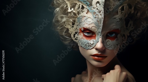 beautiful woman with elegant mask isolated