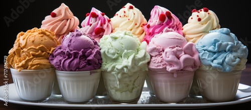 A heap of ice cream in rainbow colors