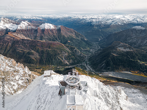 View of Courmayeur from above Skyway Monte Bianco