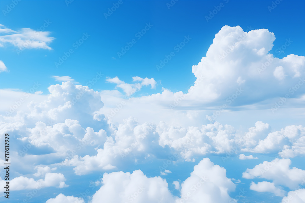 Obraz premium Beautiful blue sky and white cumulus clouds abstract background. Cloudscape background.
