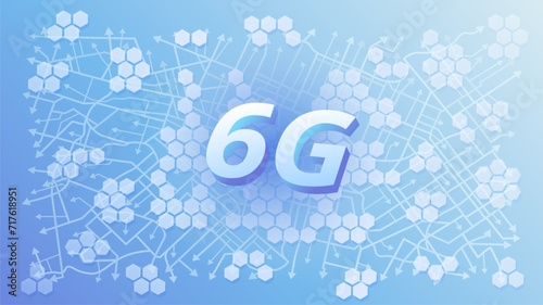 Global 6G connection, concept of internet network expansion. Telecommunications technology. Particle motion lines spreading in all directions. Vector illustration, white background