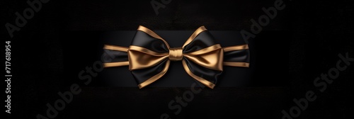 gold bow on black background
