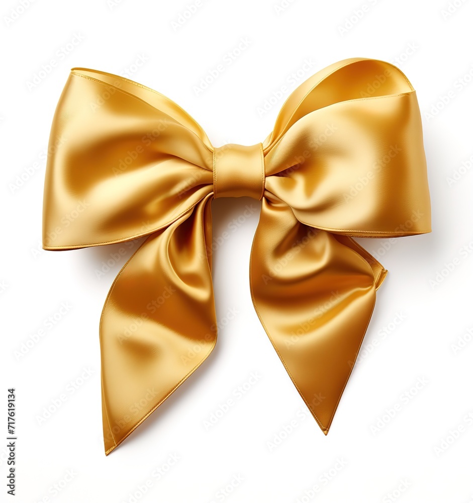A gold colored bow tie isolated on white background. generative AI