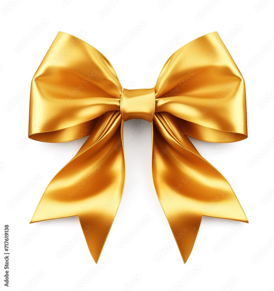 A gold colored bow tie isolated on white background. generative AI A gold colored bow tie isolated on white background. generative AI