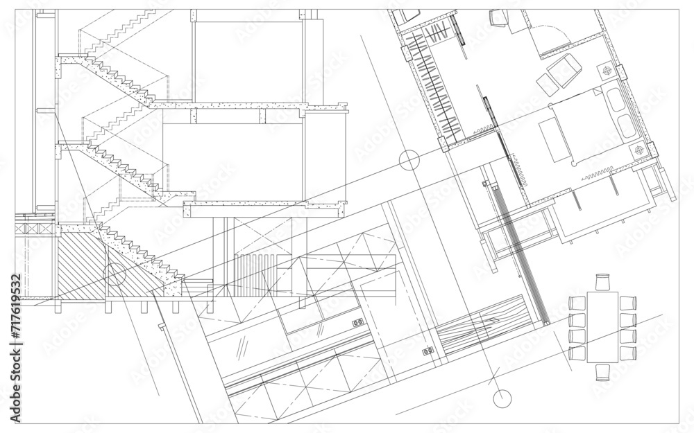 Drawings for interior and architectural design Business sector for construction decorating