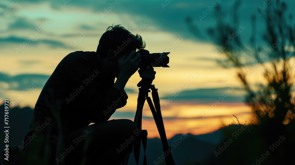 A man capturing a moment with a camera. Suitable for photography and technology-related projects