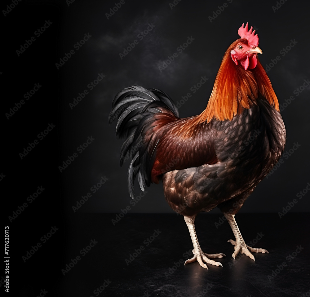 Fototapeta premium Beautiful cock on a black background