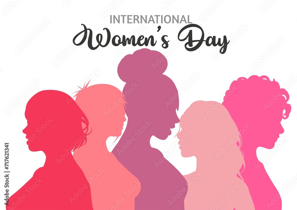 International Womens Day Background With Female Silhouettes  1