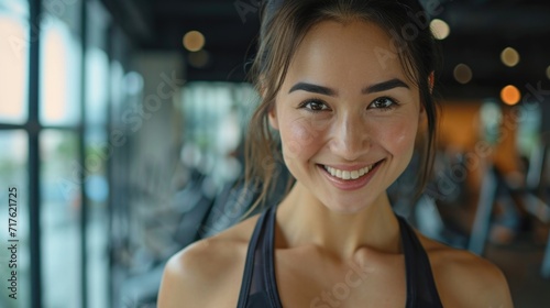 A woman wearing a black top smiles at the camera. Versatile image suitable for various purposes