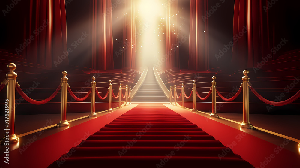Red carpet staircase background, VIP entrance, night awards ceremony