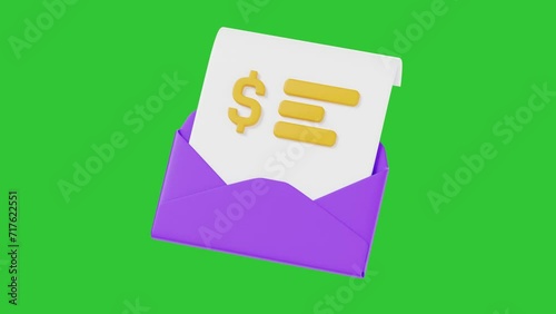 3D Animation of Invoice with Chroma Key Background