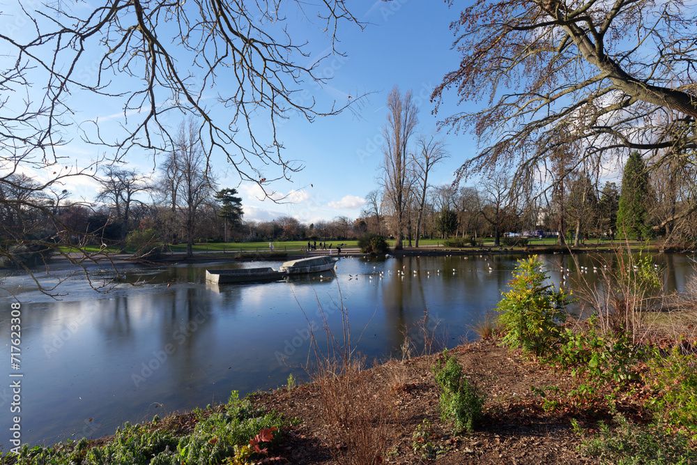 The Daumesnil lake in winter season. Paris city The Daumesnil lake in winter season. Paris city