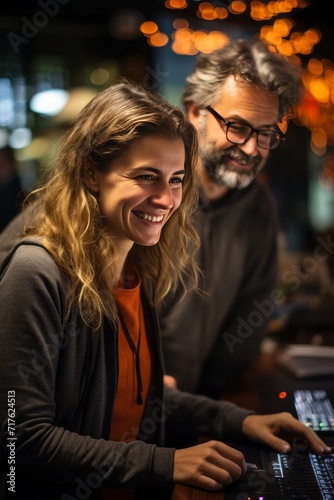 Coder explaining HTML intricacies to a colleague in a dynamic and diverse IT development environment, Generative AI