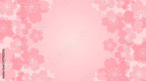 ピンクのパステル調の桜模様の背景素材のベクターフレーム画像 © ICIM