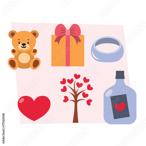 Flat valentines day elements collection