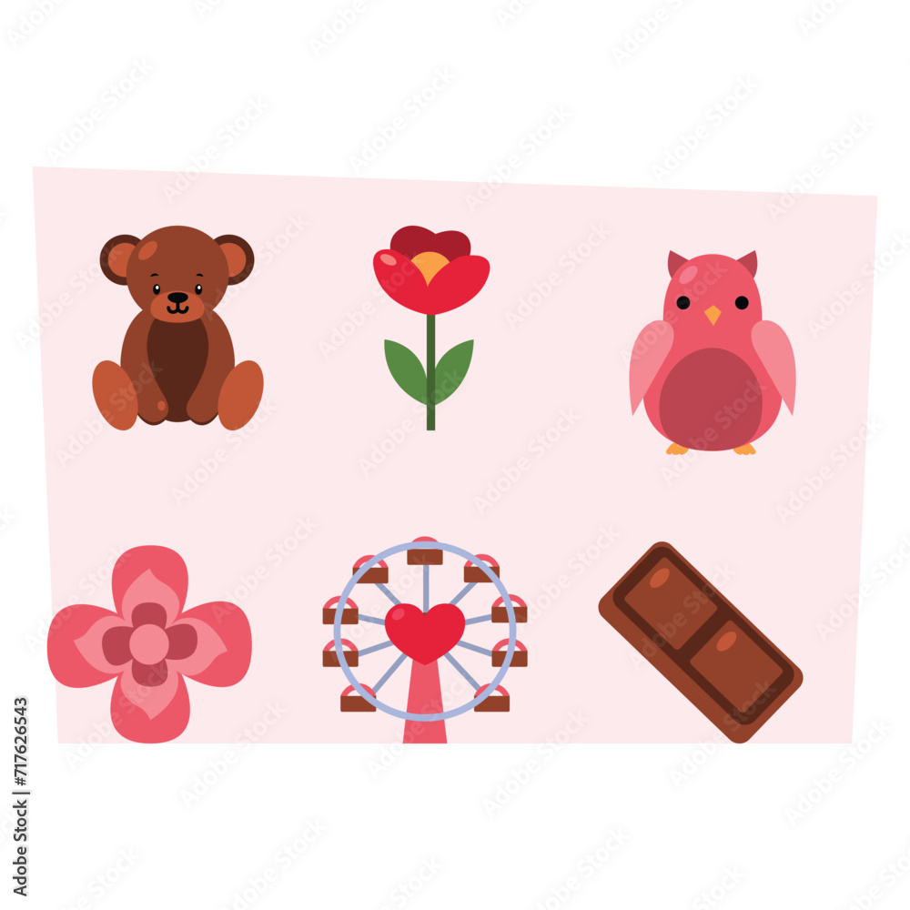 Obraz premium Flat valentines day elements collection
