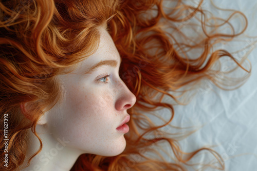 A portrayal of the essence of a windswept redhead's beauty