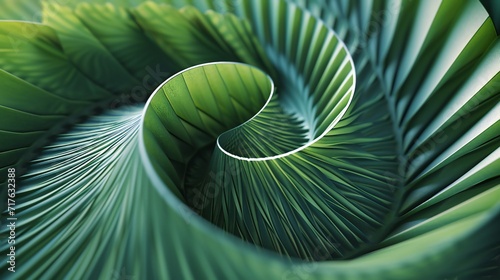 Extreme close-up of 3D swirling pine leaves, forming circular patterns that invite a calming dance with flowing elegance.
