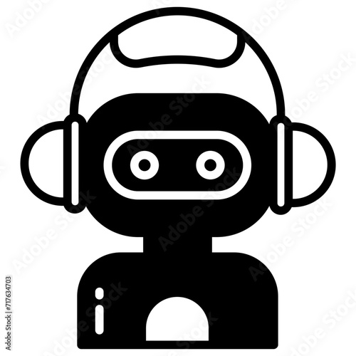 Bot Assistant glyph and line vector illustration