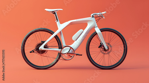 modern aerodynamic bicycle, futuristic bicycle, white bicycle