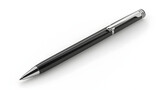 pen isolated on white, ballpoint mockup, elegant silver black pen