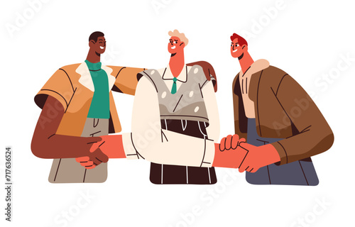 Liar cheating in partnership, traitor pretends friend, hiding truth. Fake agreement, handshake. Dishonesty in relationship. Hypocrisy, betrayal concept. Flat isolated vector illustration on white
