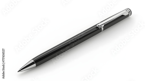 pen isolated on white, ballpoint mockup, elegant silver black pen