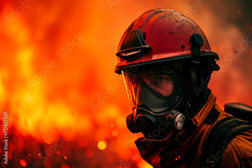 A heroic firefighter battling a raging wildfire.