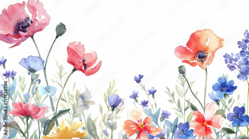 poppy flowers border isolated poppy flowers border isolated