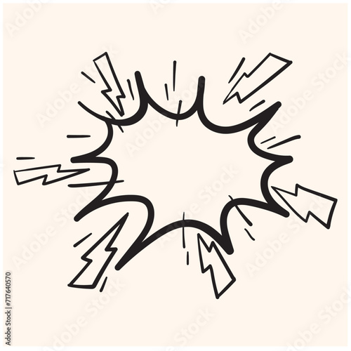 Doodle sketch style of Starburst, sunburst illustration style doodle and line art