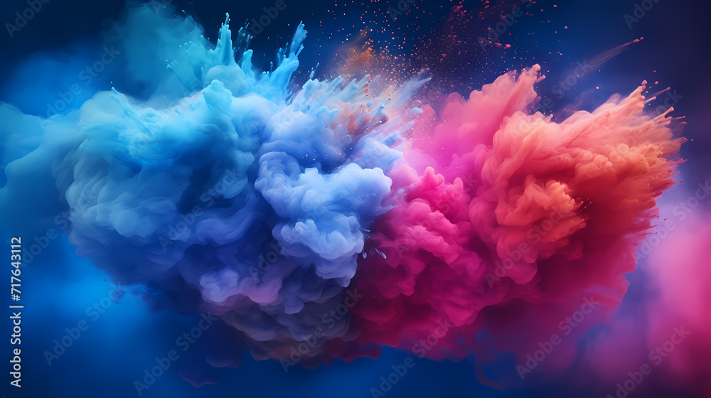 Dust explosion Holi background, indian traditional festival Dust explosion Holi background, indian traditional festival