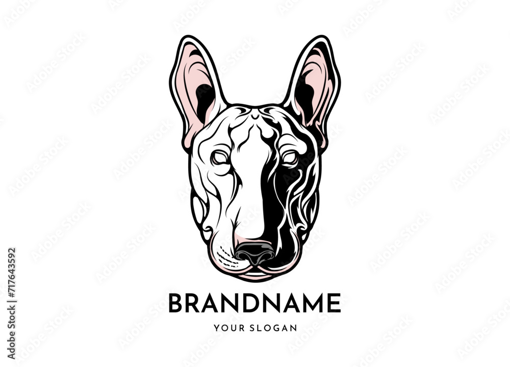Bull Terrier head face logo vector