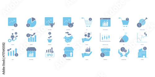 Stock market icons set. Set of editable stroke icons.Vector set of Stock market