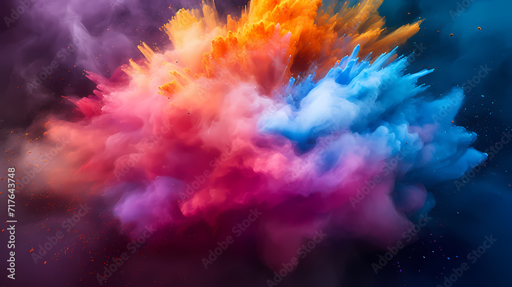 Dust explosion Holi background, indian traditional festival Dust explosion Holi background, indian traditional festival