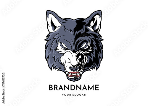 Wolf head face logo vector