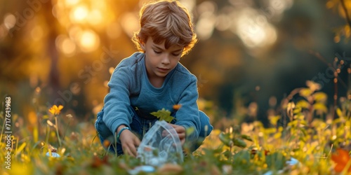 Fall Flower Boy: A Sunny Afternoon in the Garden Generative AI