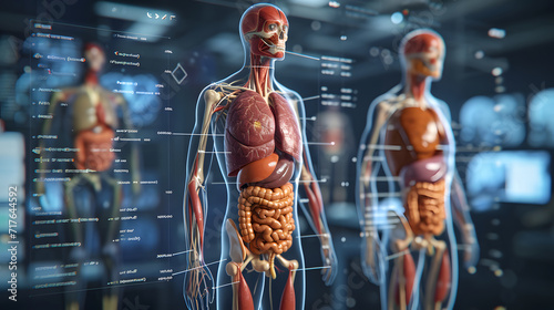 internal anatomy human body, internal organs of the human body, transparent human body, medical background illustration #717644592