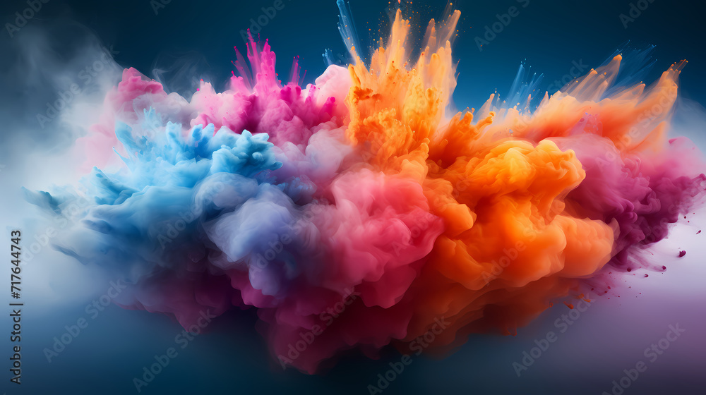 Fototapeta premium Dust explosion Holi background, indian traditional festival