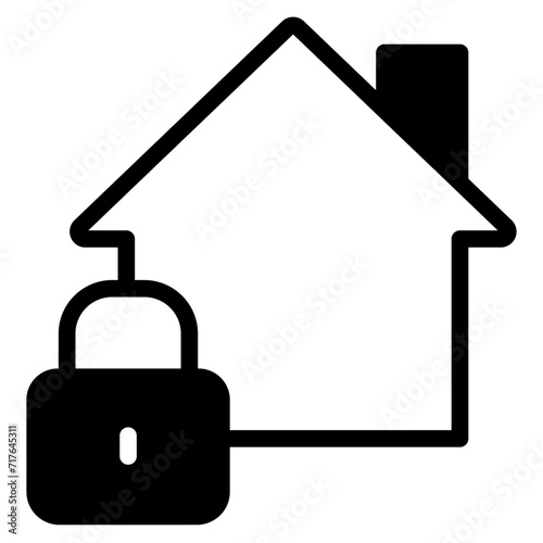  house under protection icon, simple safe home lock defence