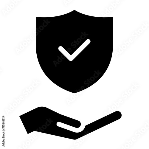 Insurance hand line icon. Risk coverage sign. Policyholder protection symbol. Quality design element.