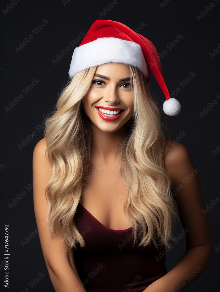 portrait of a woman in a santa hat generative ai portrait of a woman in a santa hat generative ai
