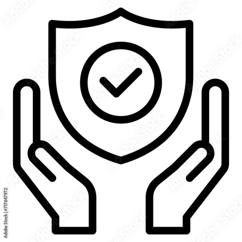 Insurance hand line icon. Risk coverage sign. Policyholder protection symbol. Quality design element.