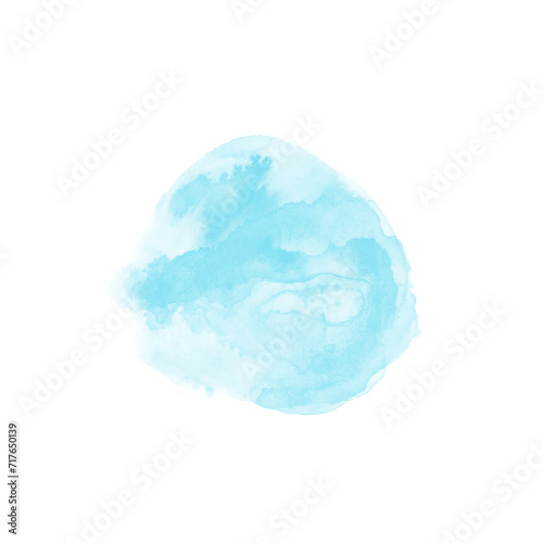 Abstract pattern with blue watercolor cloud on white background. Cyan watercolour water brash splash texture. Vector pastel color paint stain. Blue watercolor background